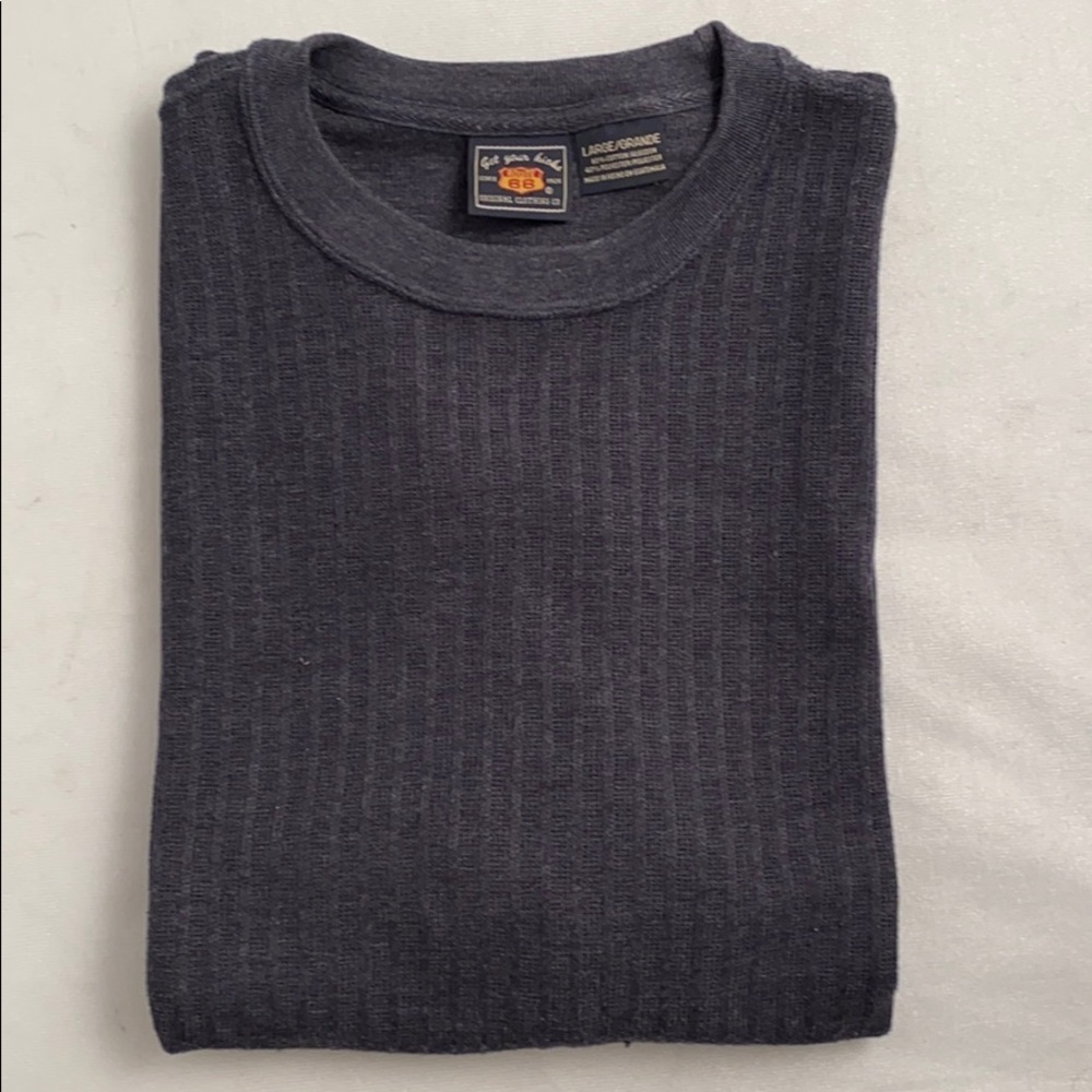 Route 66 navy ribbed crew neck sweater L